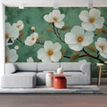 White Dogwood Blossom Mural Wallpaper — Botanical Art Mural Wallpaper - pure wallpaper artwork