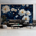 Midnight Bloom Mural Wallpaper — Floral Botanical Design Mural Wallpaper - pure wallpaper artwork
