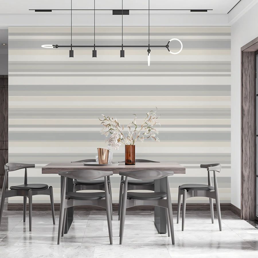 Minimalist Horizontal Stripe Mural Wallpaper in Neutral Tones Mural Wallpaper