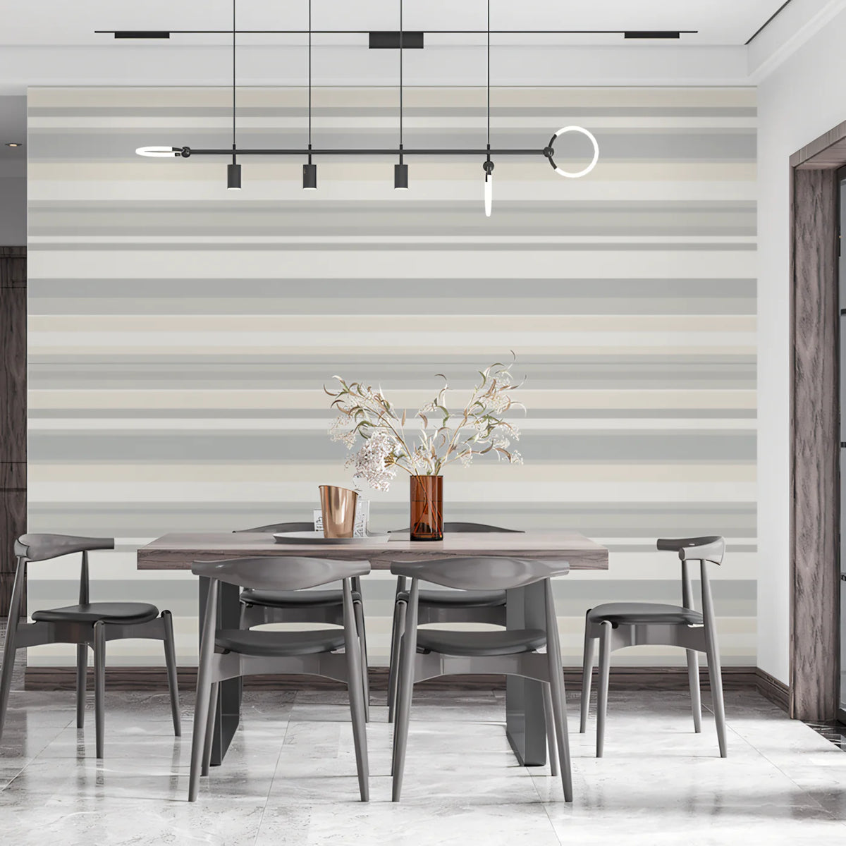 Minimalist Horizontal Stripe Mural Wallpaper in Neutral Tones Mural Wallpaper - pure wallpaper artwork