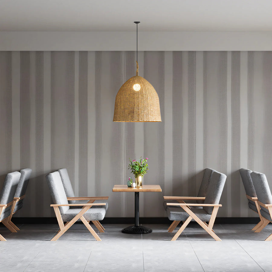Minimalist Vertical Stripe Mural Wallpaper in Light Gray Mural Wallpaper