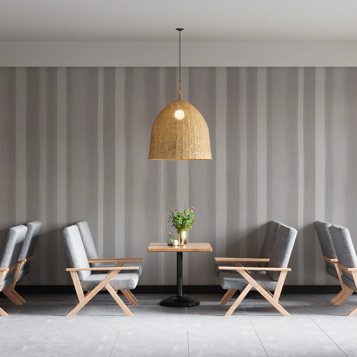 Minimalist Vertical Stripe Mural Wallpaper in Light Gray Mural Wallpaper - pure wallpaper artwork