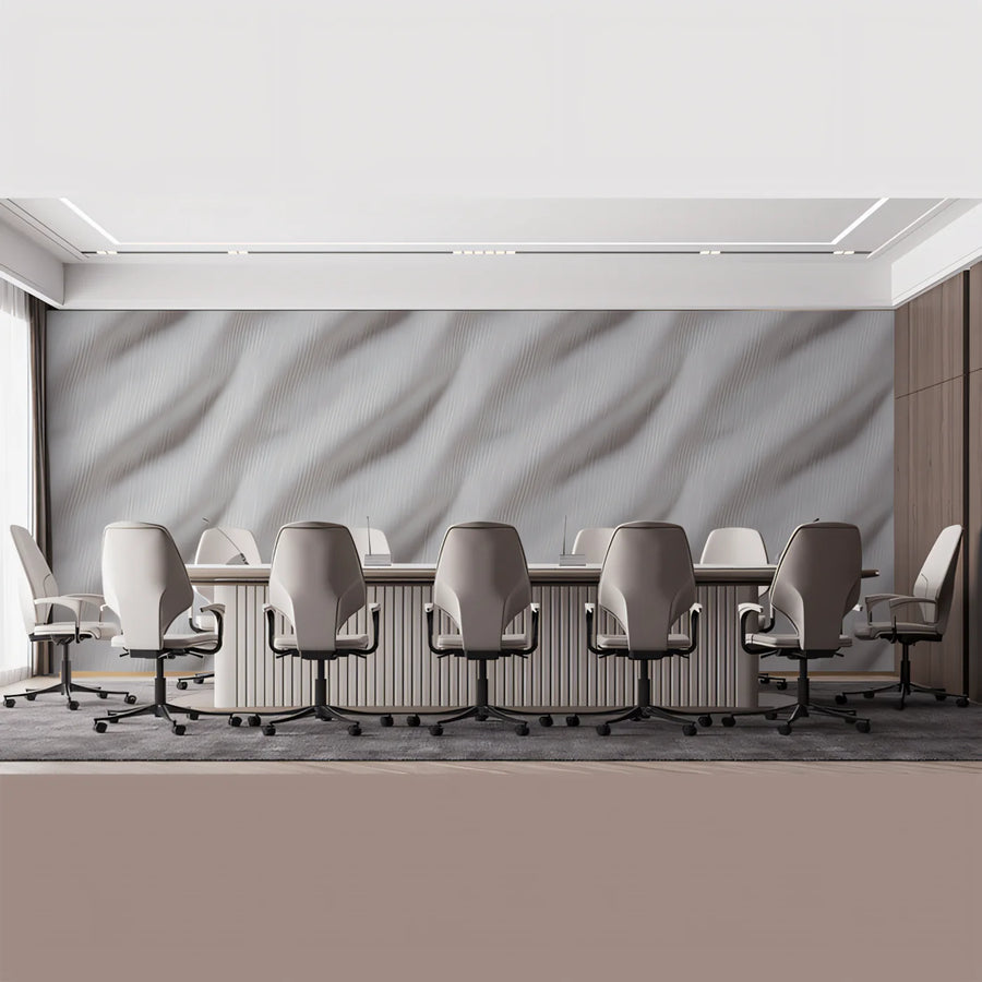 Minimalist Ripple Mural Wallpaper — Soft Gray Wave Pattern Mural Wallpaper