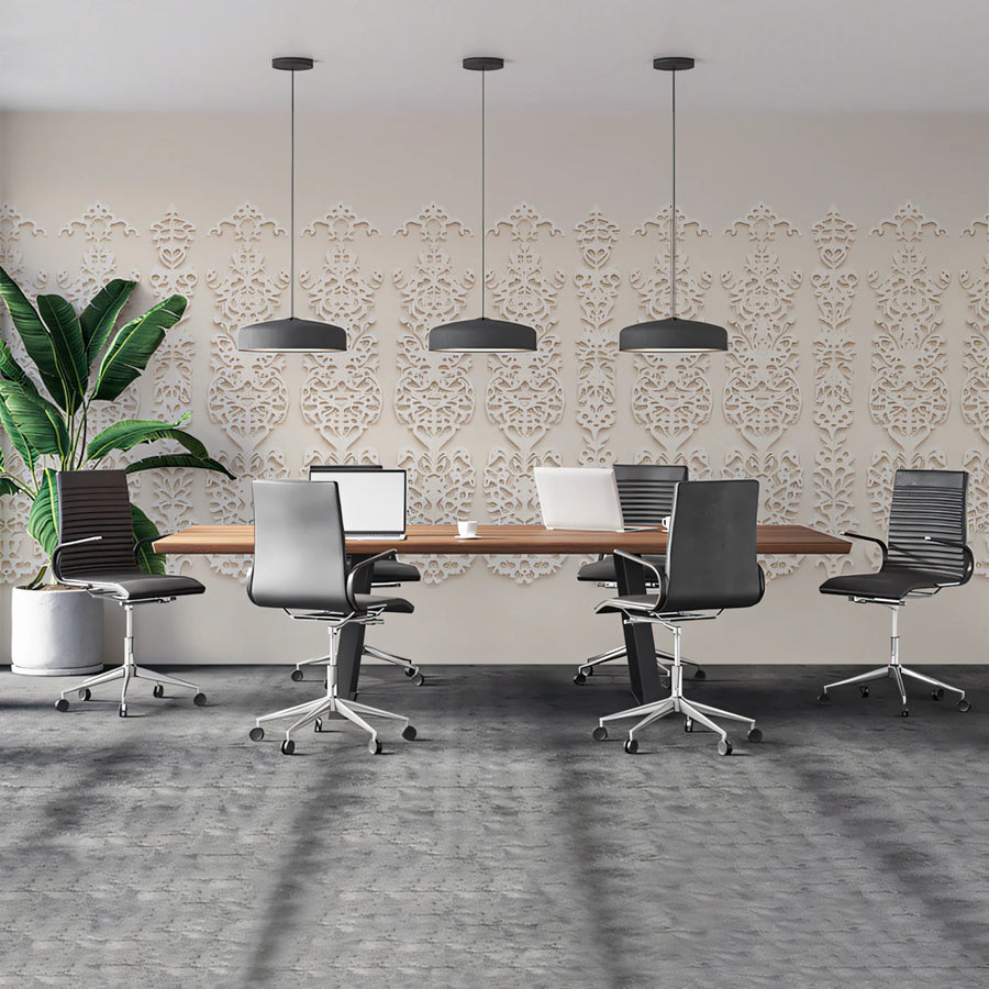Ornate Lace Vertical Mural Wallpaper — Cream and White Pattern Mural Wallpaper