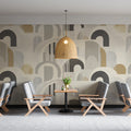 Abstract Geometric Arches Mural Wallpaper — Neutral Minimalist Mural Wallpaper - pure wallpaper artwork