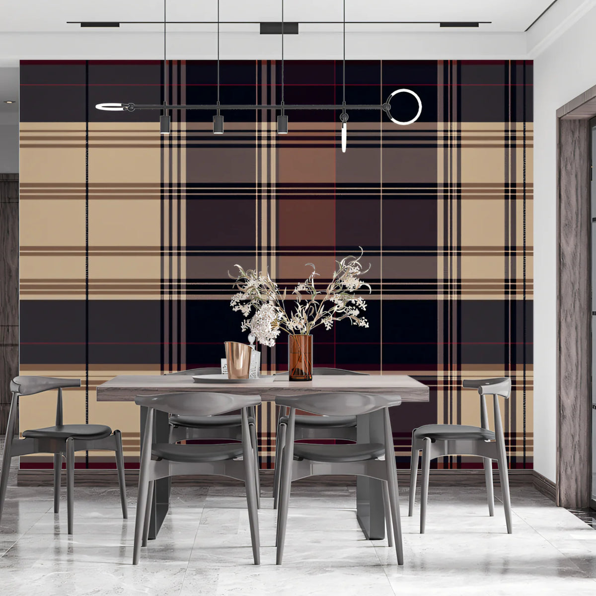 Classic Tartan Plaid Mural Wallpaper — Traditional Check Motif Mural Wallpaper - pure wallpaper artwork