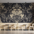 Ornate Damask Mural Wallpaper — Classic Charcoal and Cream Mural Wallpaper - pure wallpaper artwork