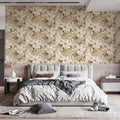 Minimalist Botanical Mural Wallpaper — Cream and Toffee Floral Mural Wallpaper - pure wallpaper artwork