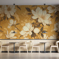 Ochre Floral Mural Wallpaper — Hand-Drawn Botanical Illustration Mural Wallpaper - pure wallpaper artwork