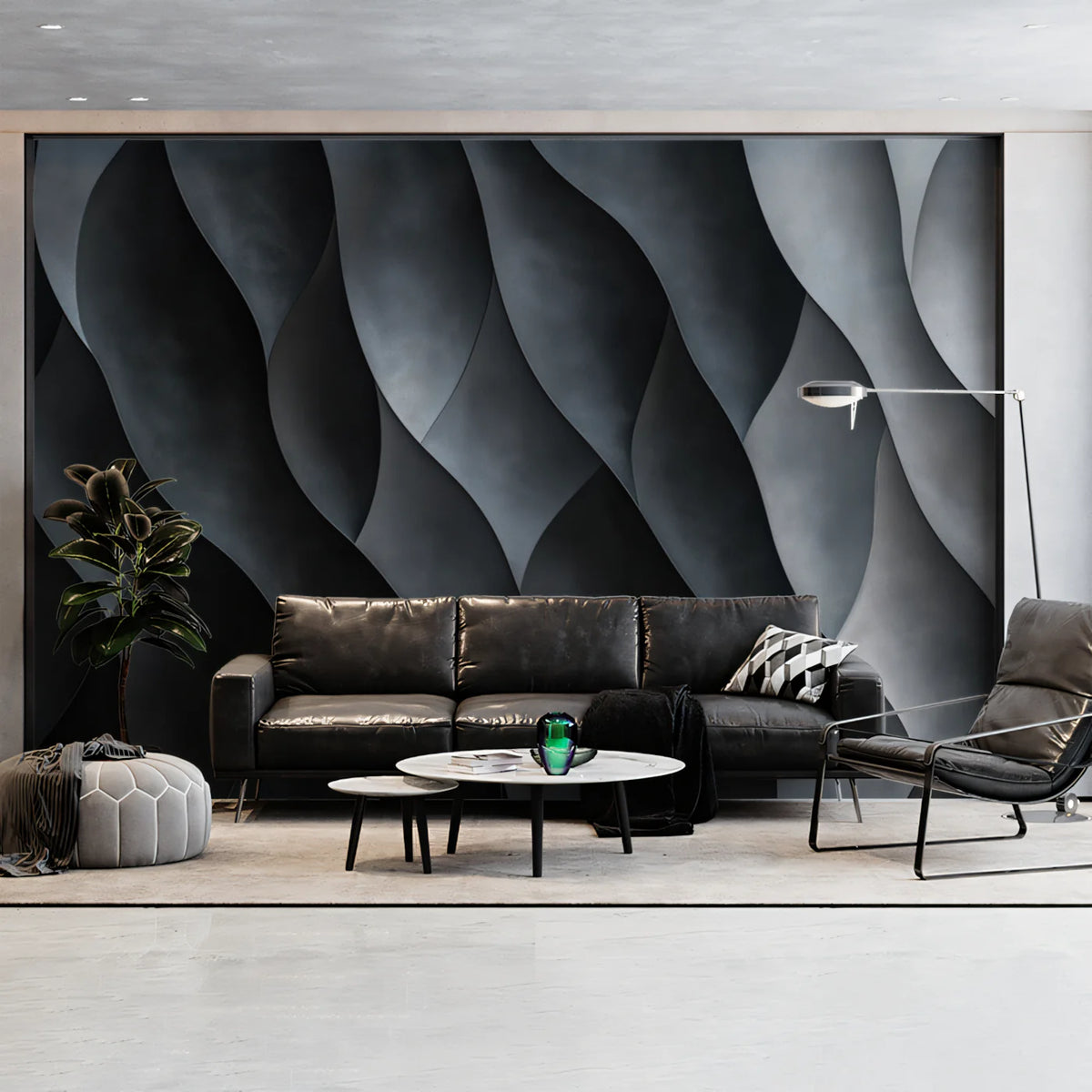 Fluid Wave Mural Wallpaper — Modern Monochrome Abstract Mural Wallpaper - pure wallpaper artwork
