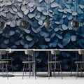 Layered Petal Gradient Mural Wallpaper in Cool Blue Shades Mural Wallpaper - pure wallpaper artwork