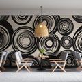Swirling Circular Mural Wallpaper — Modern Monochrome Design Mural Wallpaper - pure wallpaper artwork
