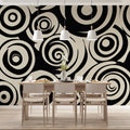 Abstract Swirl Mural Wallpaper — Graphic Monochrome Motif Mural Wallpaper - pure wallpaper artwork