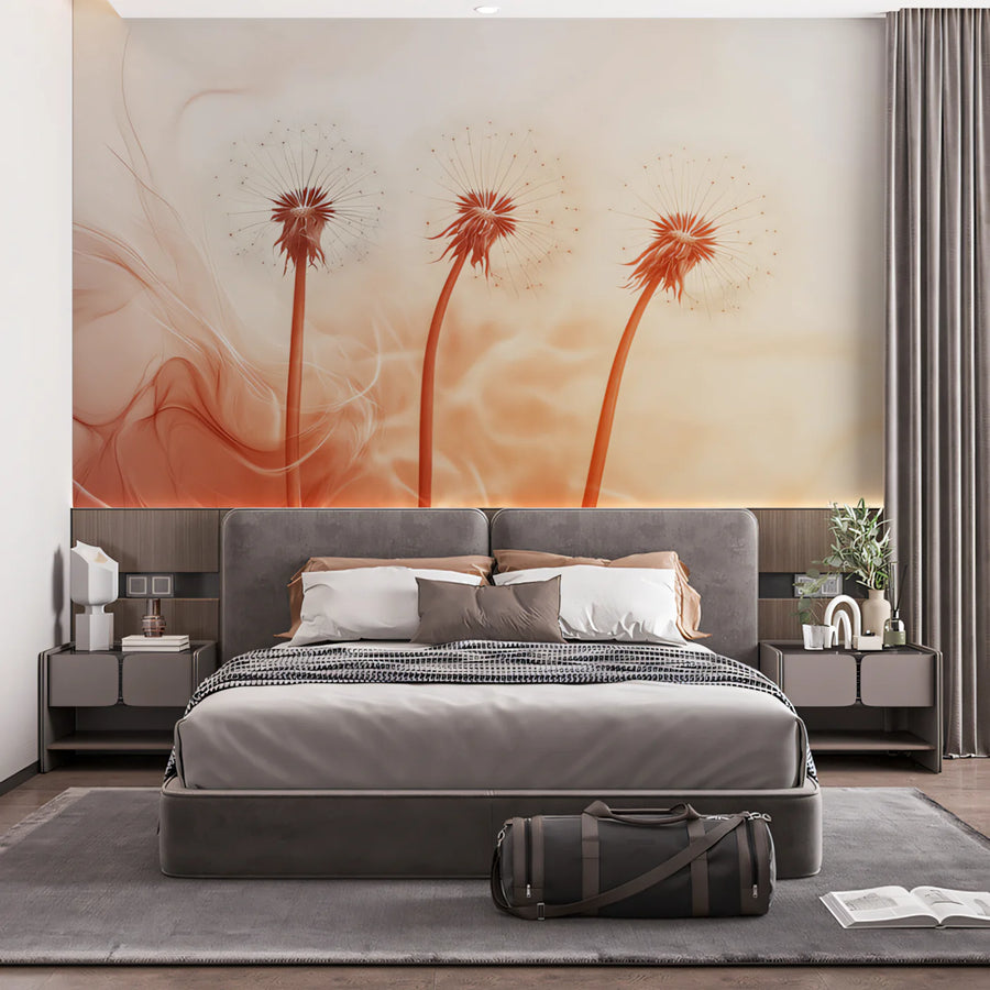 Ethereal Dandelion Meadow Mural Wallpaper — Soft Peach and Cream Mural Wallpaper