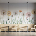 Watercolor Dandelion Meadow Mural Wallpaper — Whimsical Floral Mural Wallpaper - pure wallpaper artwork