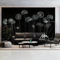 Ethereal Dandelion Seed Mural Wallpaper — Minimalist Monochrome Mural Wallpaper - pure wallpaper artwork