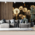 Luminous Dandelion Seed Mural Wallpaper — Glowing Botanical Art Mural Wallpaper - pure wallpaper artwork