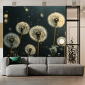 Ethereal Dandelion Seed Mural Wallpaper in Monochrome Mural Wallpaper - pure wallpaper artwork