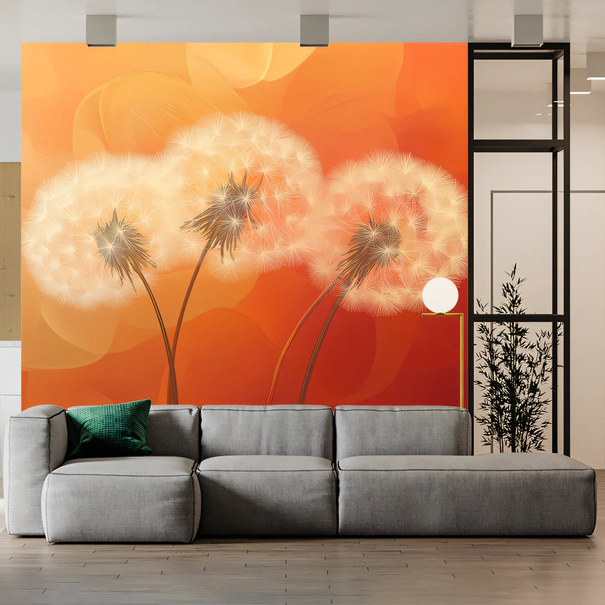 Sun-Drenched Dandelion Mural Wallpaper — Warm Botanical Design Mural Wallpaper - pure wallpaper artwork