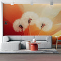Floating Dandelion Seed Mural Wallpaper — Warm Sunset Gradient Mural Wallpaper - pure wallpaper artwork