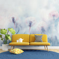 Ethereal Dandelion Meadow Mural Wallpaper — Soft Whimsical Art Mural Wallpaper - pure wallpaper artwork