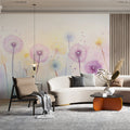 Floating Dandelion Floral Mural Wallpaper — Soft Watercolor Art Mural Wallpaper - pure wallpaper artwork
