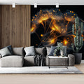 Luminous Dandelion Seed Mural Wallpaper — Dark Floral Design Mural Wallpaper - pure wallpaper artwork