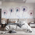 Dandelion Drift Mural Wallpaper — Minimalist Floral Design Mural Wallpaper - pure wallpaper artwork