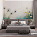 Floating Dandelion Seed Mural Wallpaper — Whimsical Nature Scene Mural Wallpaper - pure wallpaper artwork