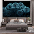 Dandelion Macro Mural Wallpaper — Minimalist Blue and Charcoal Mural Wallpaper - pure wallpaper artwork