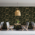 Bee and Meadow Floral Mural Wallpaper — Moody Botanical Print Mural Wallpaper - pure wallpaper artwork