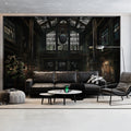 Industrial Factory Hall Mural Wallpaper — Vintage Brown and Gold Mural Wallpaper - pure wallpaper artwork