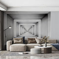 Infinite Corridor Mural Wallpaper — Modern Geometric Sketch Mural Wallpaper - pure wallpaper artwork