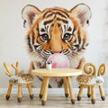 Tiger Cub Bubble Gum Mural Wallpaper — Playful Animal Art Mural Wallpaper - pure wallpaper artwork