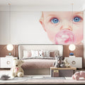 Innocent Bubble Gum Baby Mural Wallpaper —Soft Pastel Portrait Mural Wallpaper - pure wallpaper artwork