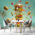 Burger Extravaganza Mural Wallpaper —Playful Food Art Mural Wallpaper - pure wallpaper artwork
