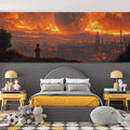 Cosmic Cityscape Mural Wallpaper — Glowing Sunset Horizon Mural Wallpaper - pure wallpaper artwork