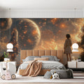 Celestial Horizon Mural Wallpaper — Cosmic Space Illustration Mural Wallpaper - pure wallpaper artwork