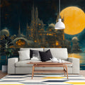 Galactic Metropolis Mural Wallpaper — Futuristic Cityscape Art Mural Wallpaper - pure wallpaper artwork