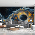 Cosmic Cellular Bioluminescent Mural Wallpaper — Abstract Science Mural Wallpaper - pure wallpaper artwork
