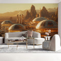 Martian Outpost Mural Wallpaper — Sci-Fi Desert Landscape Mural Wallpaper - pure wallpaper artwork