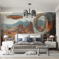Martian Industrial Colony Mural Wallpaper — Sci-Fi Landscape Mural Wallpaper - pure wallpaper artwork