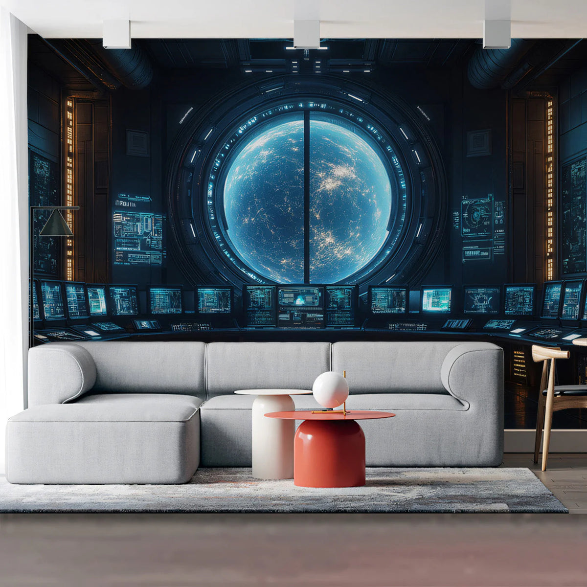 Orbital Space Station View Mural Wallpaper — High Tech Horizon Mural Wallpaper - pure wallpaper artwork