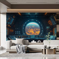 Orbital Space Station View Mural Wallpaper — Modern Cinematic Mural Wallpaper - pure wallpaper artwork