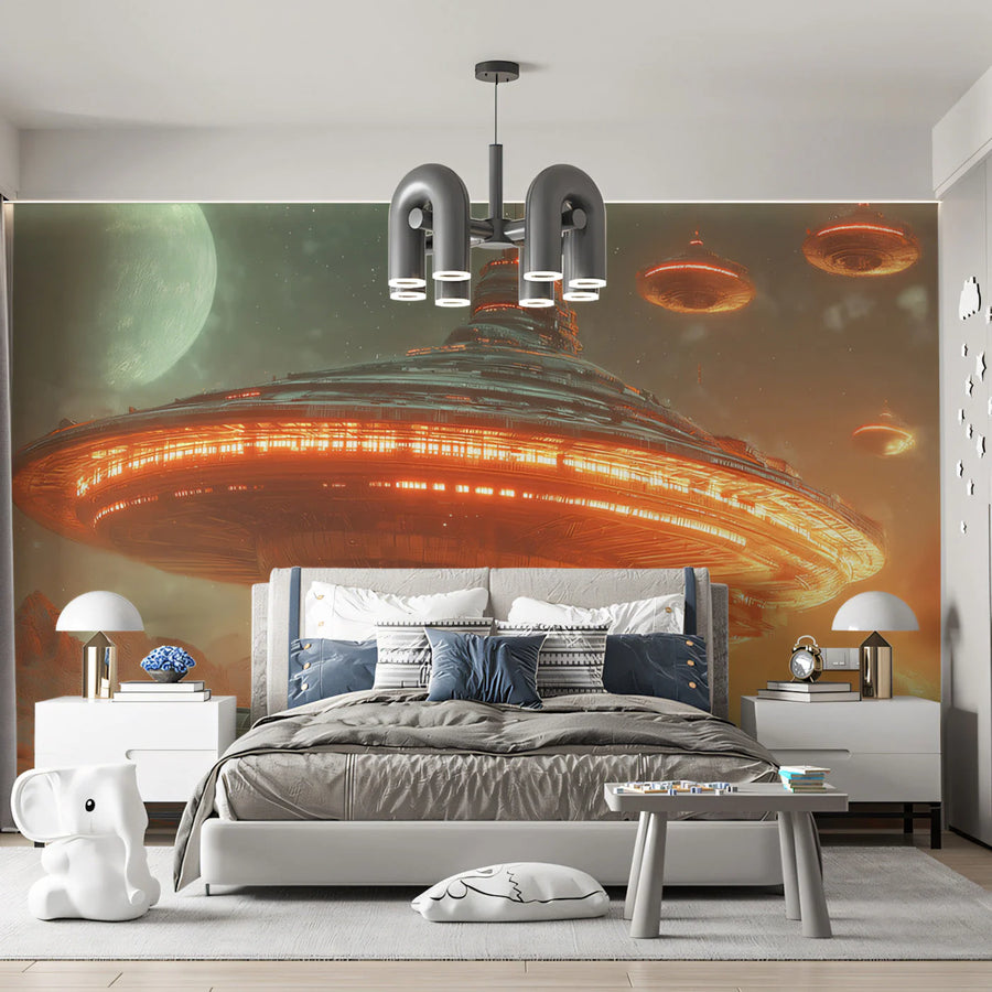 Extraterrestrial Arrival Mural Wallpaper — Sci-Fi Cinematic Art Mural Wallpaper