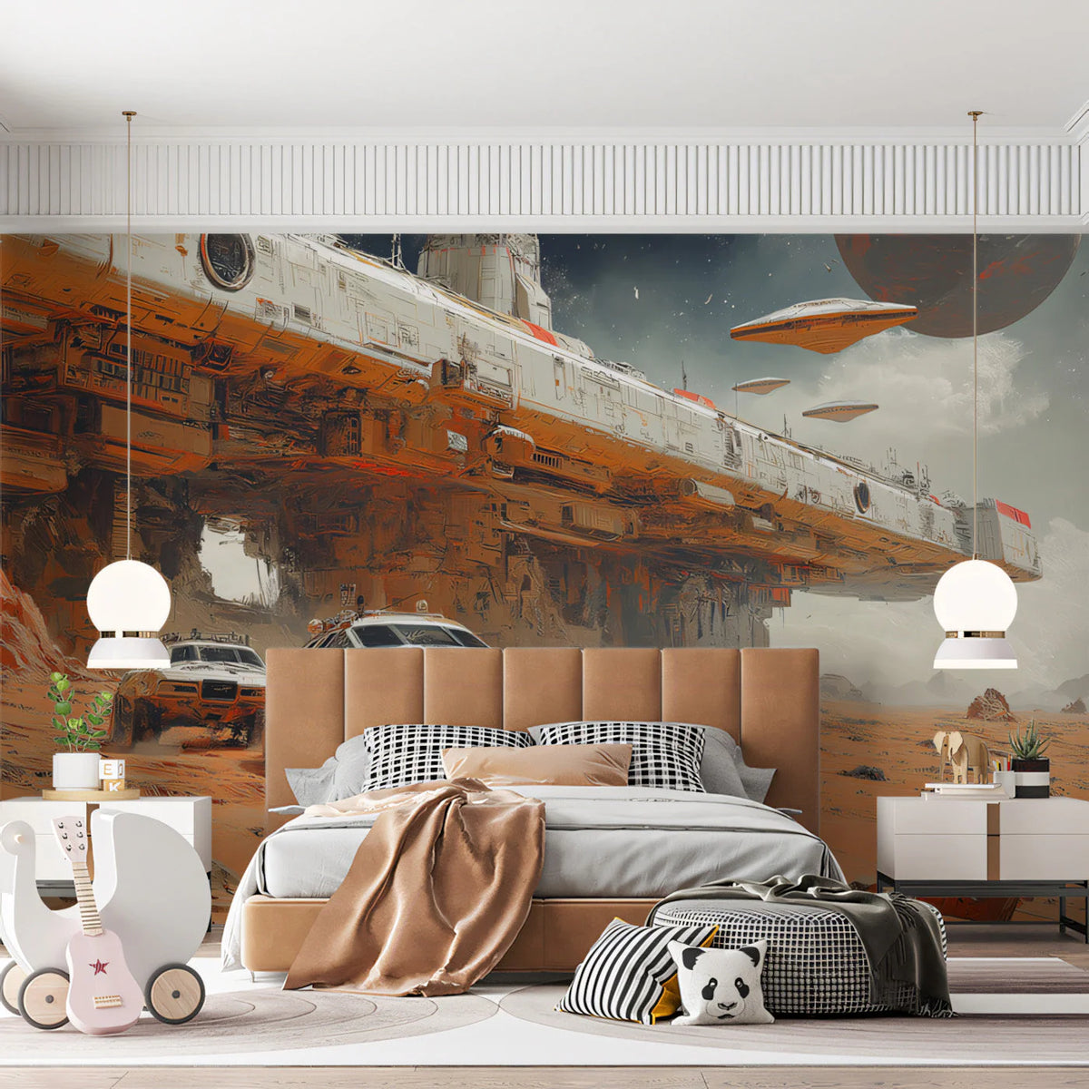 Sci-Fi Desert Rover Mural Wallpaper — Cinematic Space Exploration Mural Wallpaper - pure wallpaper artwork