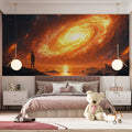 Cosmic Solitude Galaxy Mural Wallpaper — High Contrast Space Scene Mural Wallpaper - pure wallpaper artwork