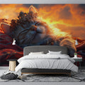 Sleeping Royal Cat Mural Wallpaper — Sunset Hued Fantasy Mural Wallpaper - pure wallpaper artwork