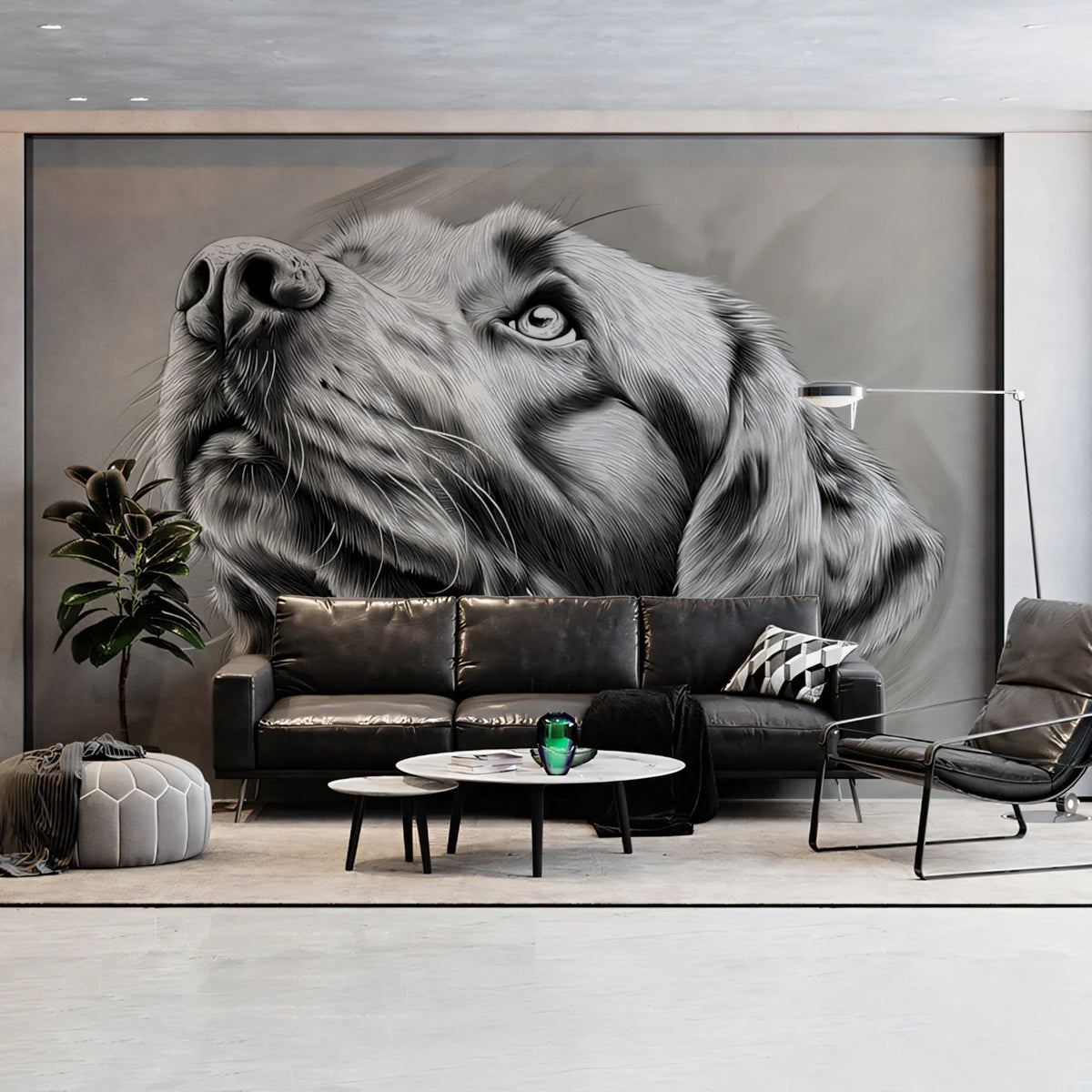 Labrador Retriever Portrait Mural Wallpaper — Graphite Sketch Style Mural Wallpaper - pure wallpaper artwork