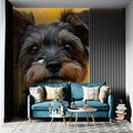 Yorkshire Terrier Portrait Mural Wallpaper — Vibrant Golden Art Mural Wallpaper - pure wallpaper artwork